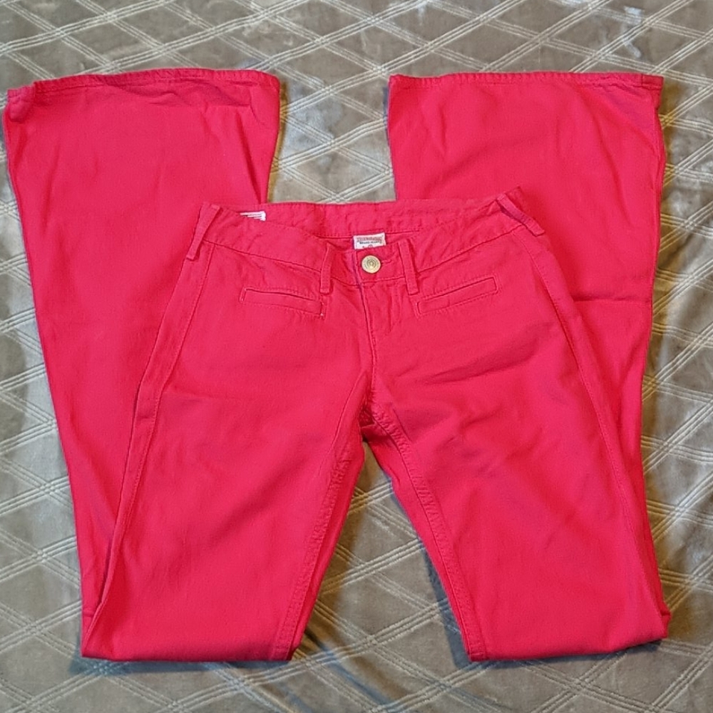 True Religion Sarena red bell bottom denim jeans